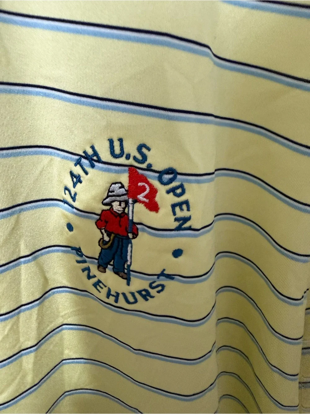 Ralph Lauren Yellow Striped Polo with US Open Pinehurst Embroidered Logo